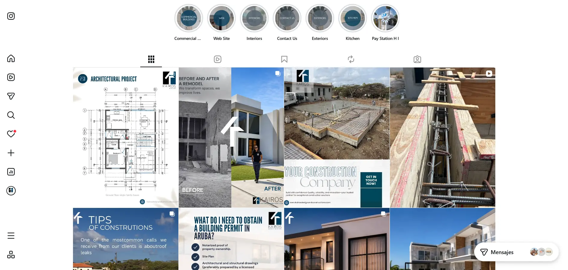 Gestión de Instagram para Kairos Design & Construction