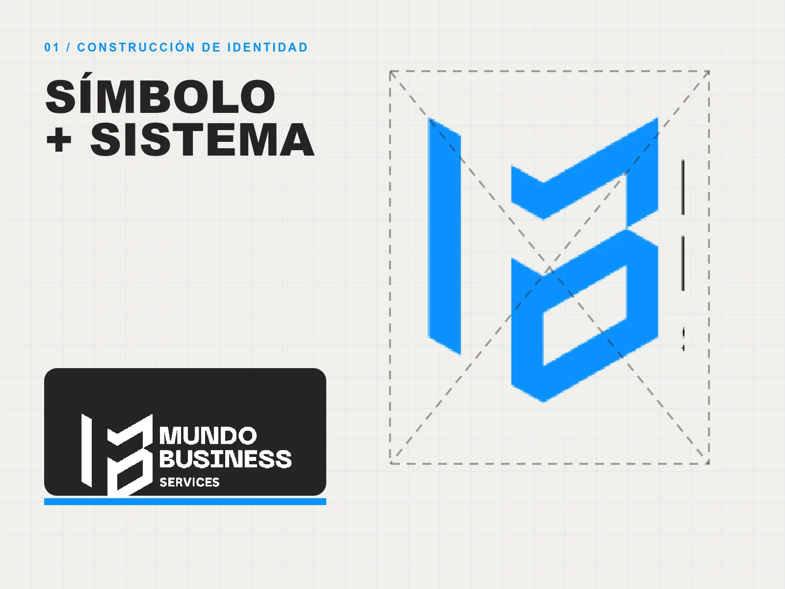 Construcción del isotipo y sistema visual de Mundo Business Services
