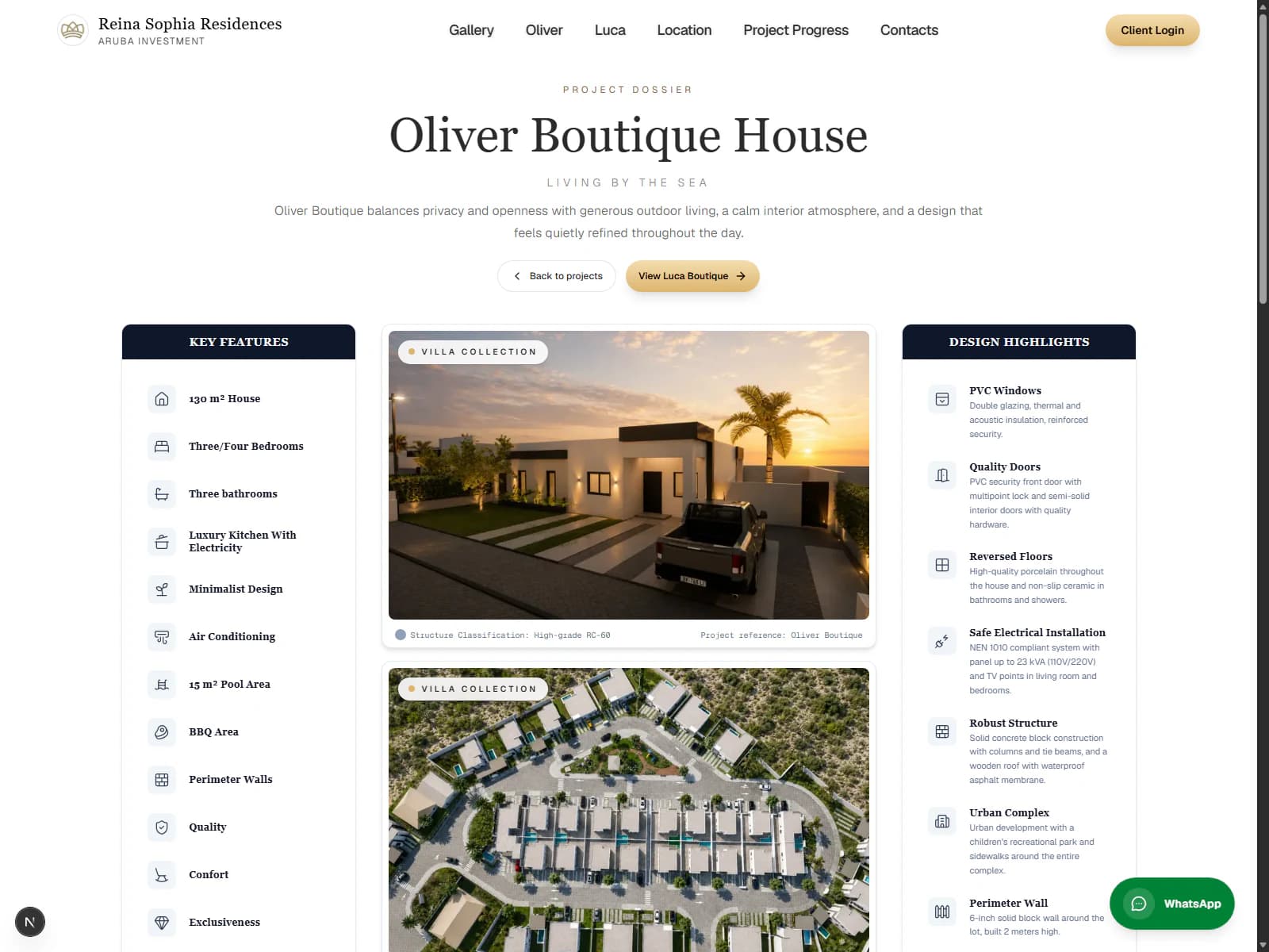 Página de presentación del modelo residencial Oliver Boutique House