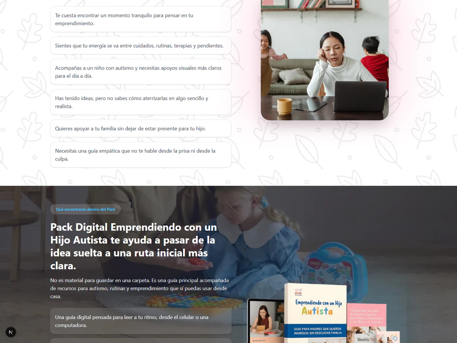 Secciones de diagnóstico y solución dentro del embudo digital